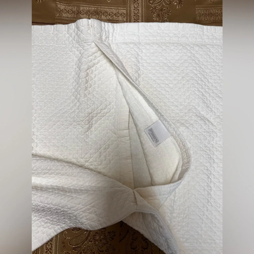 Restoration Hardware 2pc Set Quilted Ivory King & Standard Sham Pillowcase